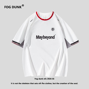 FOG DUNK美式运动风短袖T恤男女宽松撞色字母印花上衣