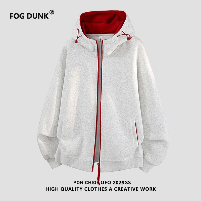 FOG DUNK美式连帽开衫夹克男宽松百搭潮牌外套