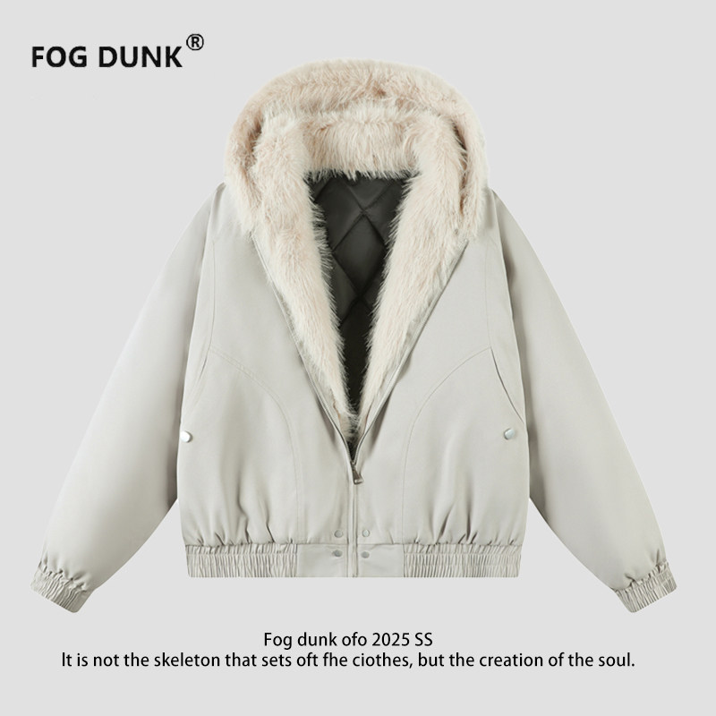 FOG DUNK冬季毛领座山雕保暖棉服男2025美式宽松情侣百搭加厚棉衣