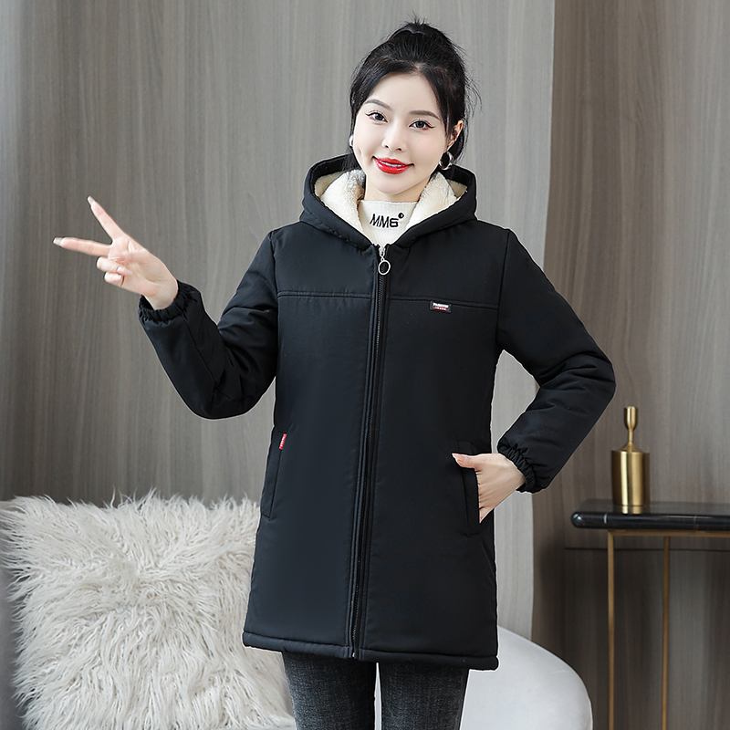 棉衣加绒加厚派克服中长款棉衣女