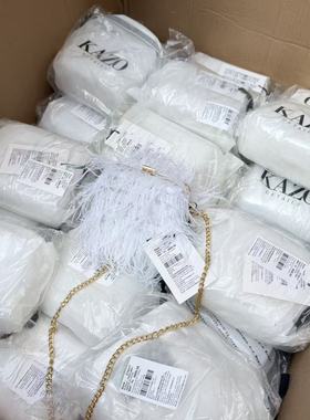 限量几十个！吊牌价折合RMB380+！出口外单~真羽毛鸵鸟毛链条包