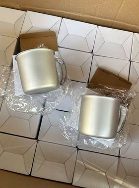 日常必买~！极简风~！盒装灰色不锈钢磨砂质地马克杯茶杯露营杯