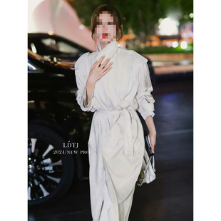现货速发许我耀眼许妍赵露思同款白色风衣女醋酸翻领小个气质外套