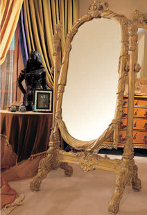 欧式实木雕花试衣镜高档全身服装镜新古典复古奢华落地镜仪容镜子