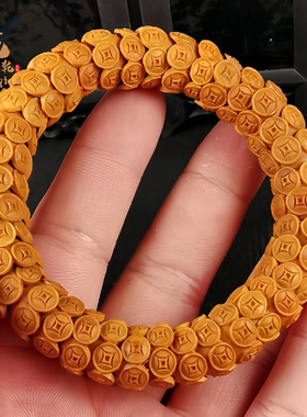 橄榄核雕金饭碗手串镂空手工雕刻财源滚滚橄榄胡文玩手链男女配饰