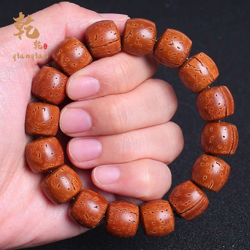 精品野生山桃核手串直切老型桃核光珠手工打磨万目精抛文玩手把件