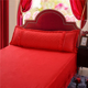 结婚喜庆大红色双人床枕套全棉蕾丝单品纯棉长枕套情侣枕头1.5米