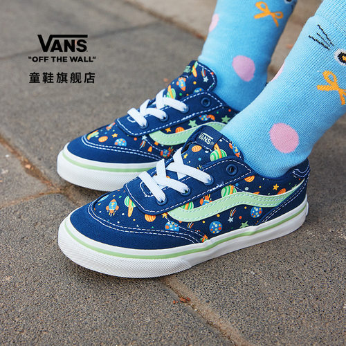 Vans范斯童鞋官方 Brooklyn LS Slip-On蓝色小童板鞋