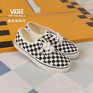 Authentic黑白棋盤格休閑簡約中大童帆布鞋 官方 Vans范斯童鞋