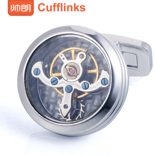 陀飞轮袖扣会动的机芯袖钉法式男