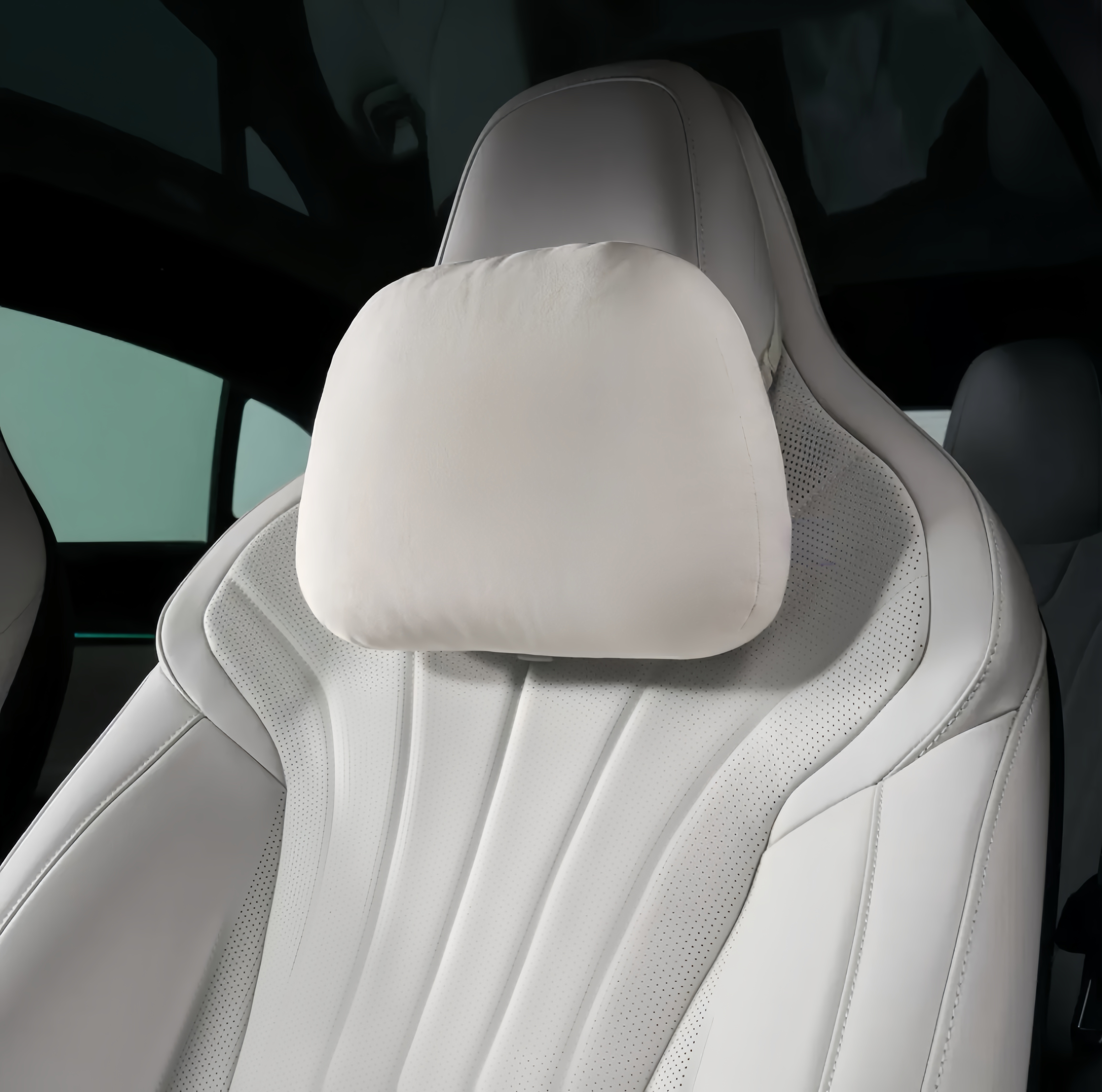 汽车头枕通用07款小鹏极氪吉利极越舒享云柔超纤麂皮绒杜邦生物绒