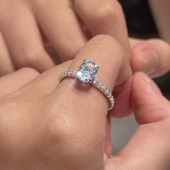 MISS HELEN冰冰蓝925银戒指女微镶锆石冰切花高碳钻个性 叠戴高级