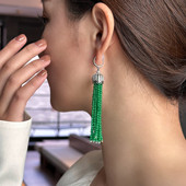 绿美人流苏耳钉无耳洞硅胶耳夹国风复古新中式 耳坠耳环耳饰质感女