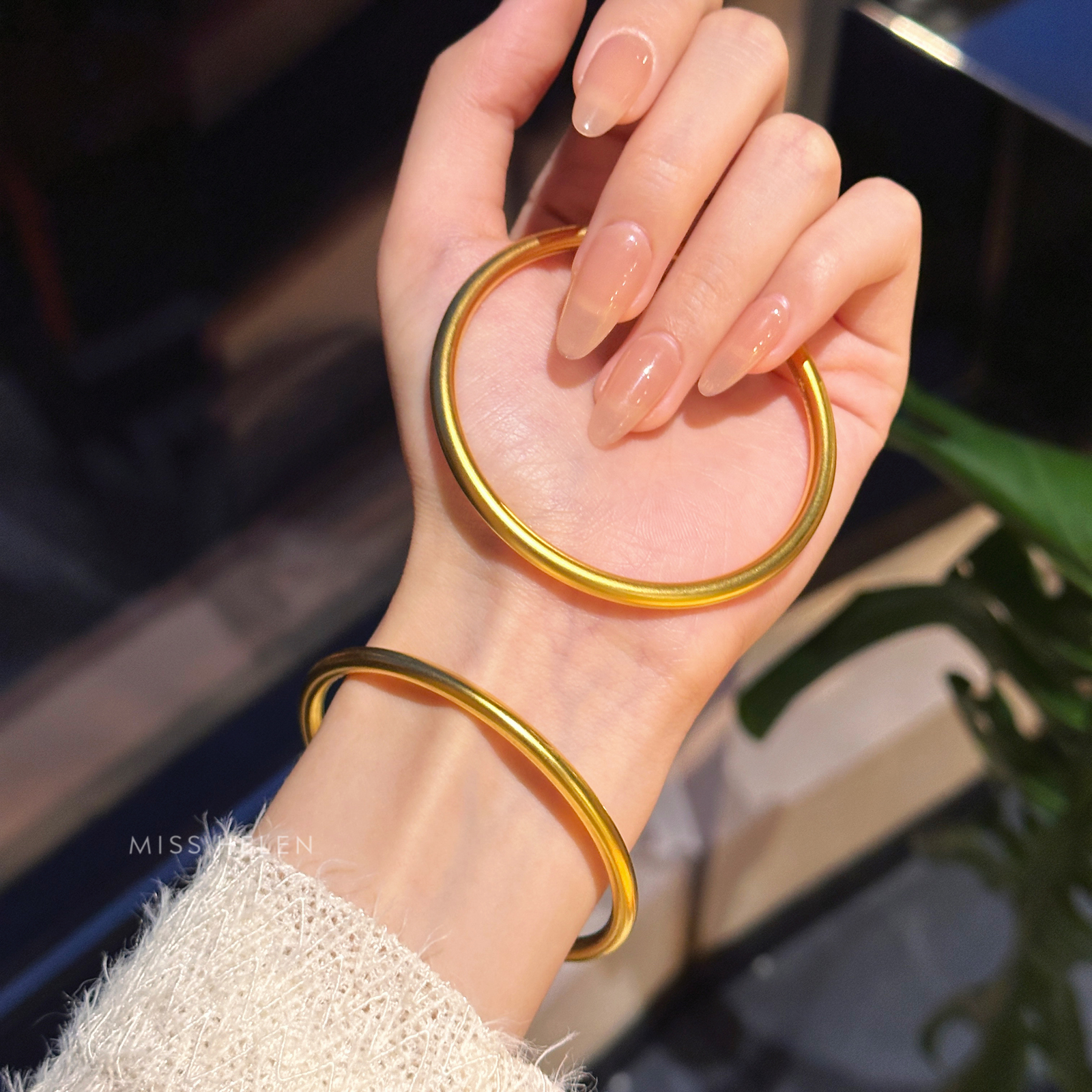 95折古法沙金手镯叠戴