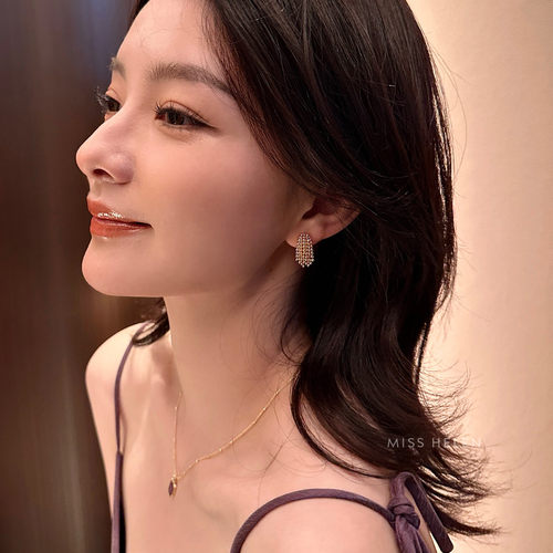 摩登流苏耳钉女耳夹小众金属精致