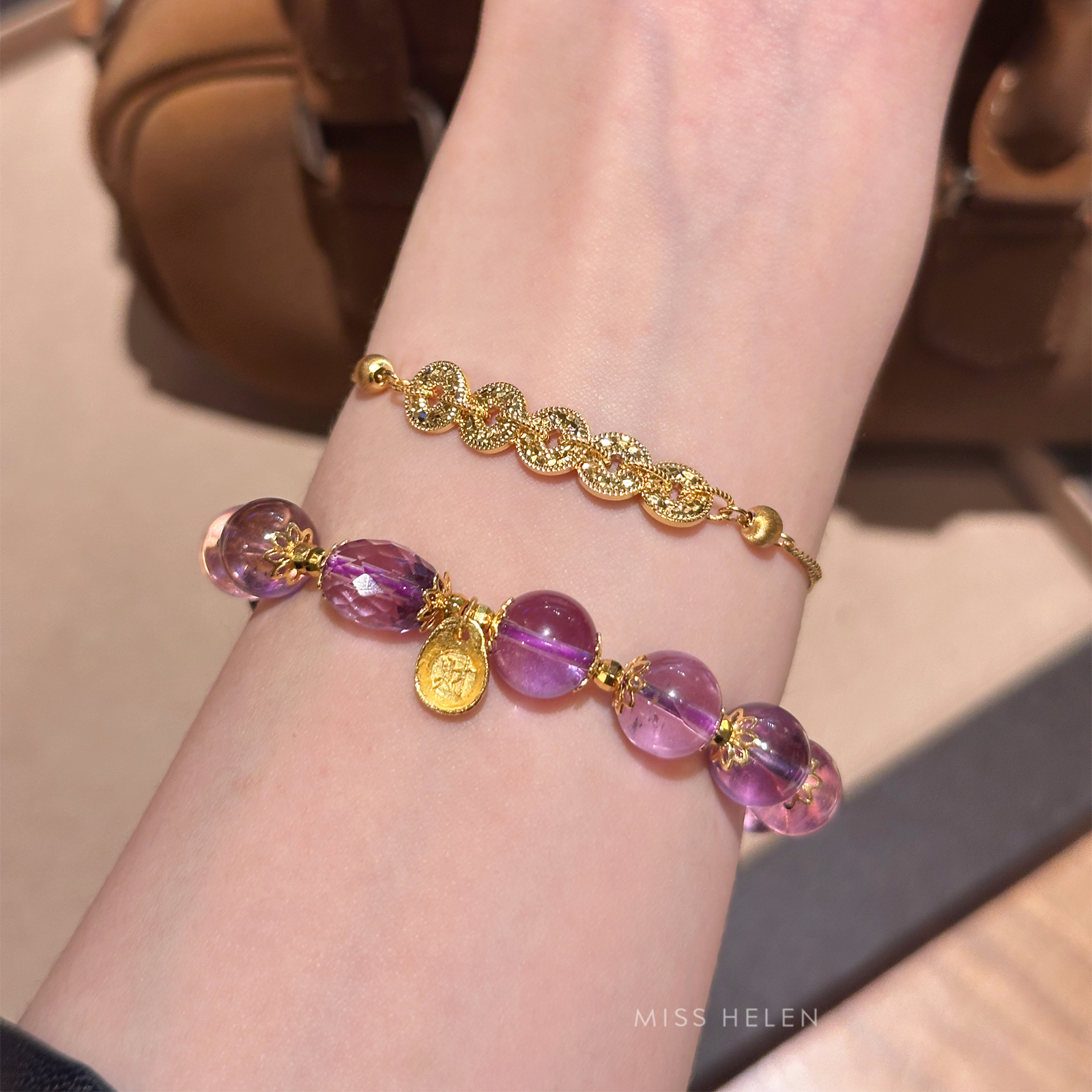 Miss Helen紫水晶手链女手串女款转运精致百搭叠戴生日礼物送礼物