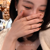 MISS HELEN新年红单圈排钻简约戒指经典 简约风通勤百搭闺蜜礼物