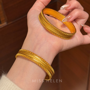 花丝腰缠万贯沙金手镯经典 95折 20点新品 简约设计百搭轻奢