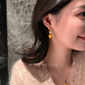 MISS HELEN秋香 天然蜜蜡耳钉女无耳洞耳夹无痛高级感设计通勤