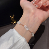 Miss Helen蕾丝」S925银手链女重工镂空法式 叠戴生日礼物简约气质