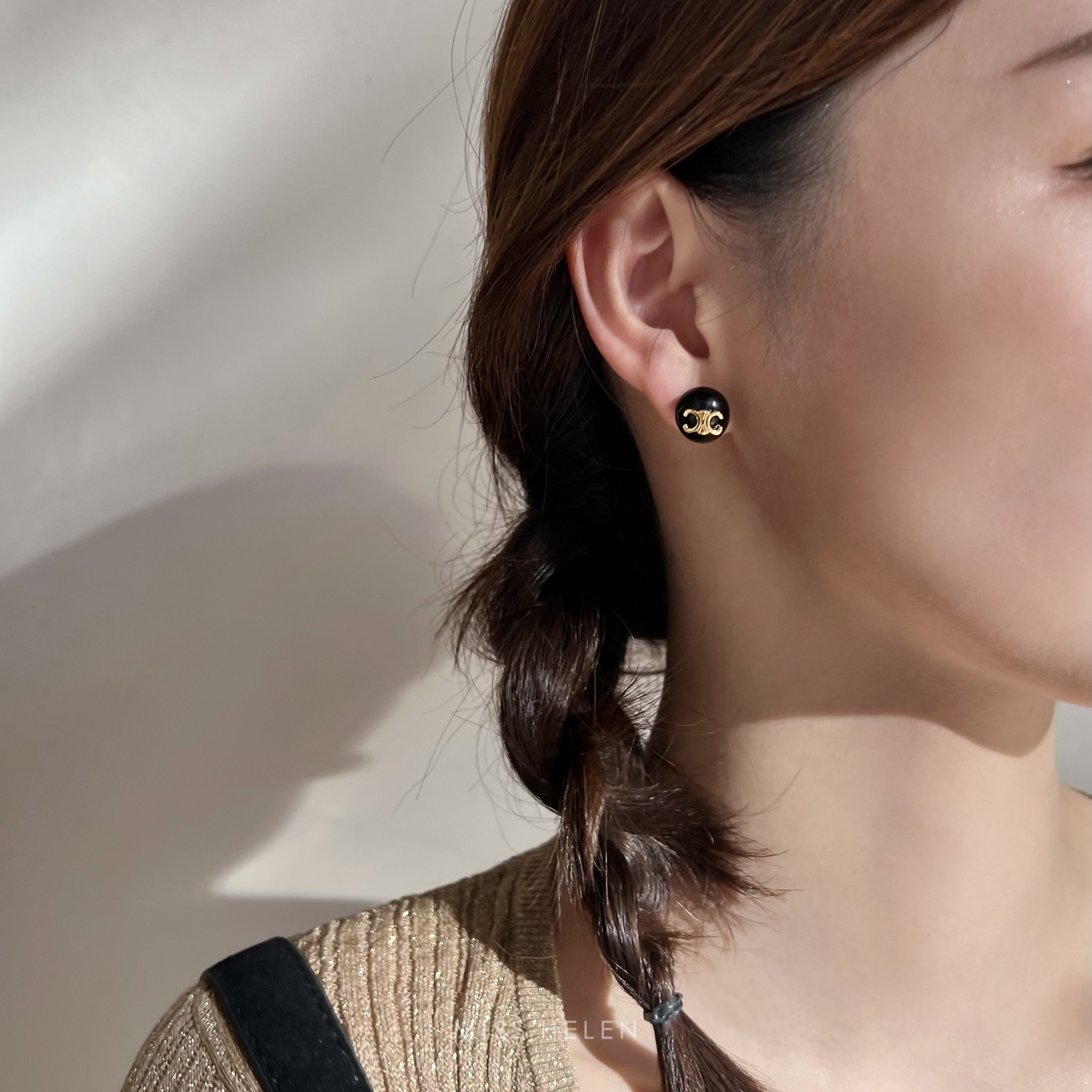 气质通勤黑玛瑙95折凯旋门耳钉