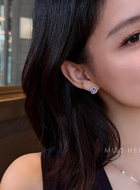 MISS HELEN紫水晶黄水晶」耳钉耳夹女轻奢小众高级感超闪耳饰好运