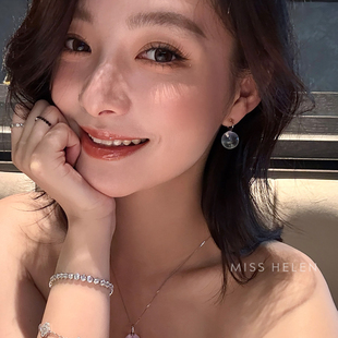 MISS HELEN「白开水」天然白水晶银针耳钉耳夹女送礼物夏生日礼物