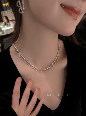 MISS HELEN 蕾丝锆石项链女锁链颈链新年礼物时尚锁骨链气质轻奢