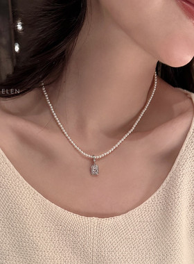 MISS HELEN方糖」水晶珍珠项链女小米珠锁骨链颈链春新款气质通勤