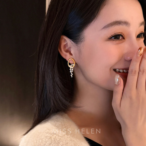 MISS HELEN星瀑 耳钉女无痛耳夹小众轻奢百搭设计气质高级感礼物