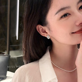 MISS HELEN爆闪鸢尾花精致耳夹女耳环气质通勤合成锆石简约耳钉冬