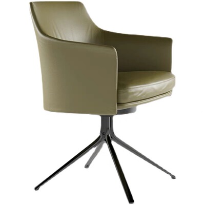 意式旋转餐椅poliform设计师带扶手书椅子售楼处简约洽谈单人沙发