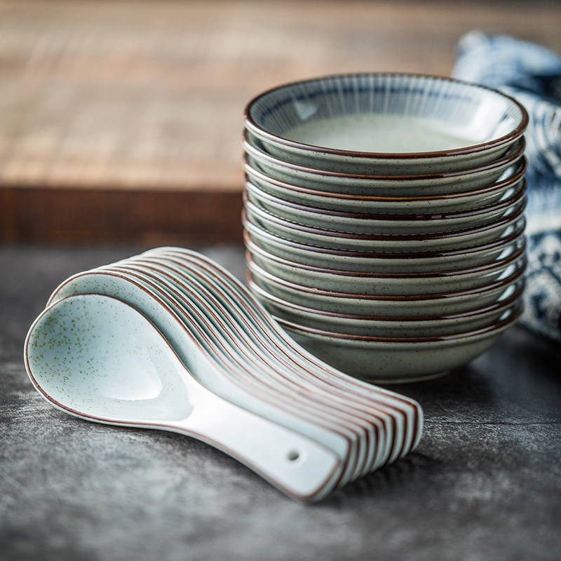 蓝雨味碟/三弯勺 日式陶瓷碟子火锅干料碟蘸料碟醋碟酱油碟调料碟