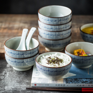 日式 蓝雨饭碗 家用陶瓷吃饭碗米饭碗4.5英寸小碗圆碗网红创意餐具