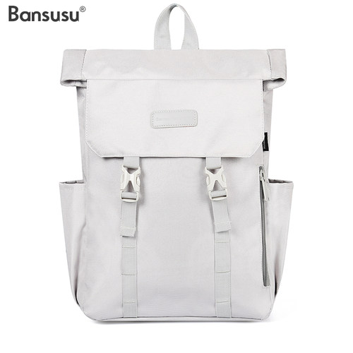 Bansusu.纯色大容量中性韩版高学生书包男旅行包运动休闲双肩包女