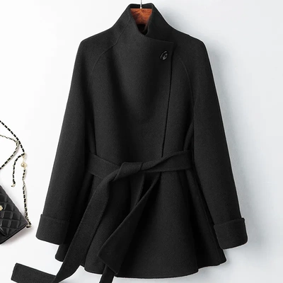 25秋冬新款赫本风双面羊毛大衣女中长款收腰毛呢外套小个子高级感