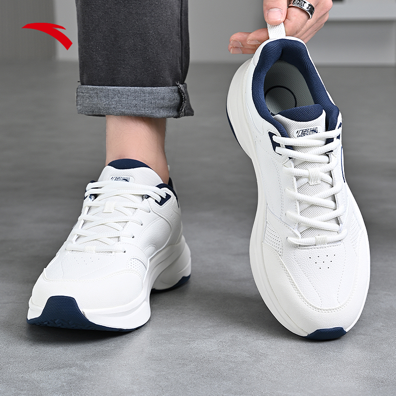 安踏男鞋ACE2皮面防泼水运动鞋男款2025新款冬季白色网球风休闲鞋