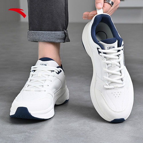 安踏男鞋ACE2皮面防泼水运动鞋男款2025新款冬季白色网球风休闲鞋