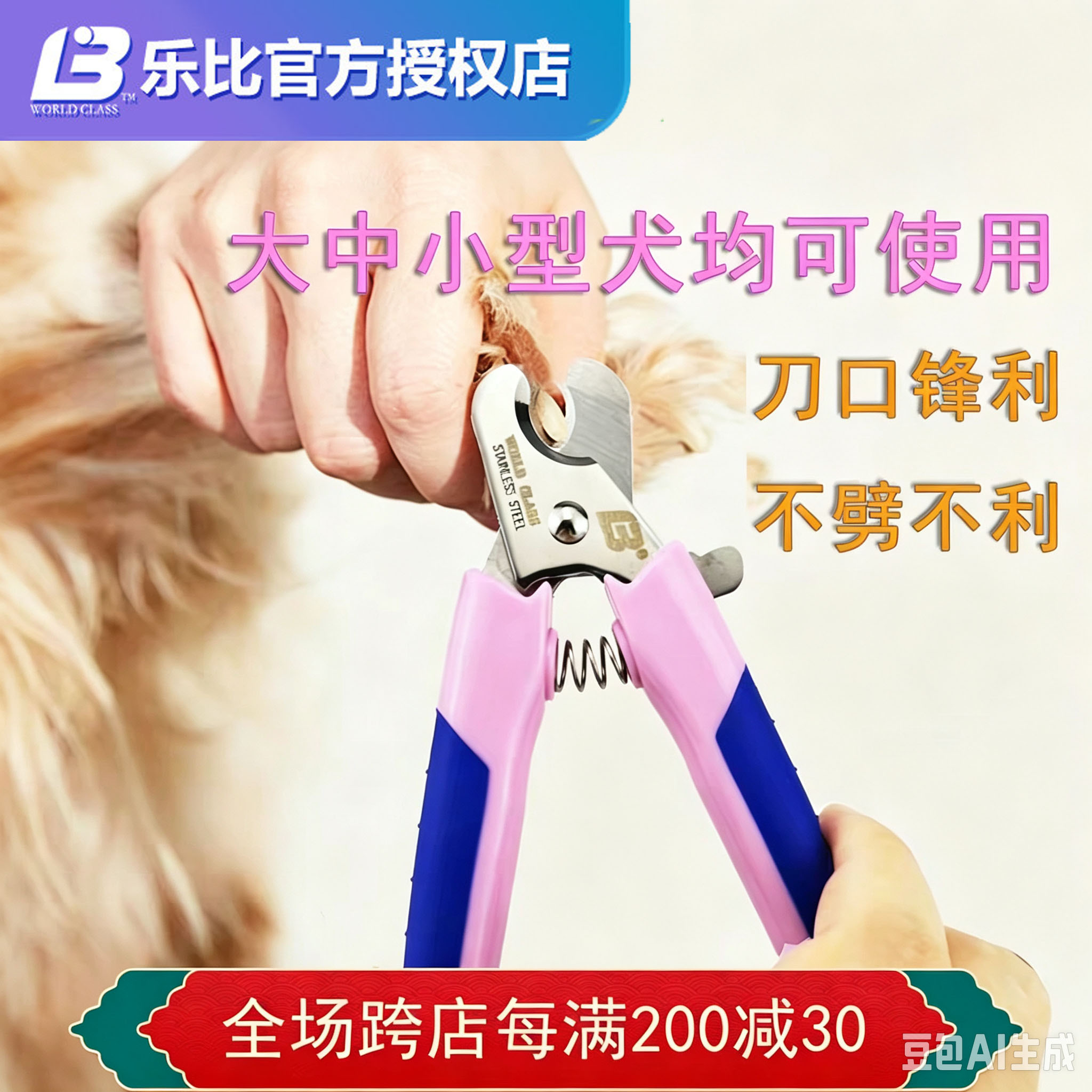 乐比宠物指甲钳狗狗猫咪剪刀大中小型犬剪指甲剪lb修甲刀泰迪金毛