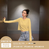 泫雅风显瘦薄款 心机打底衫 上衣网红长袖 2019流行短款 t恤女秋韩版
