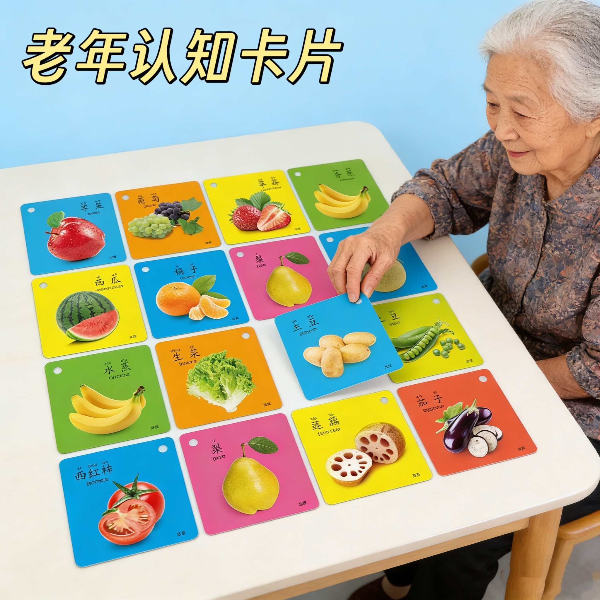 老年人益智健脑防痴呆养老院认知障碍康复训练认知识字记忆卡片