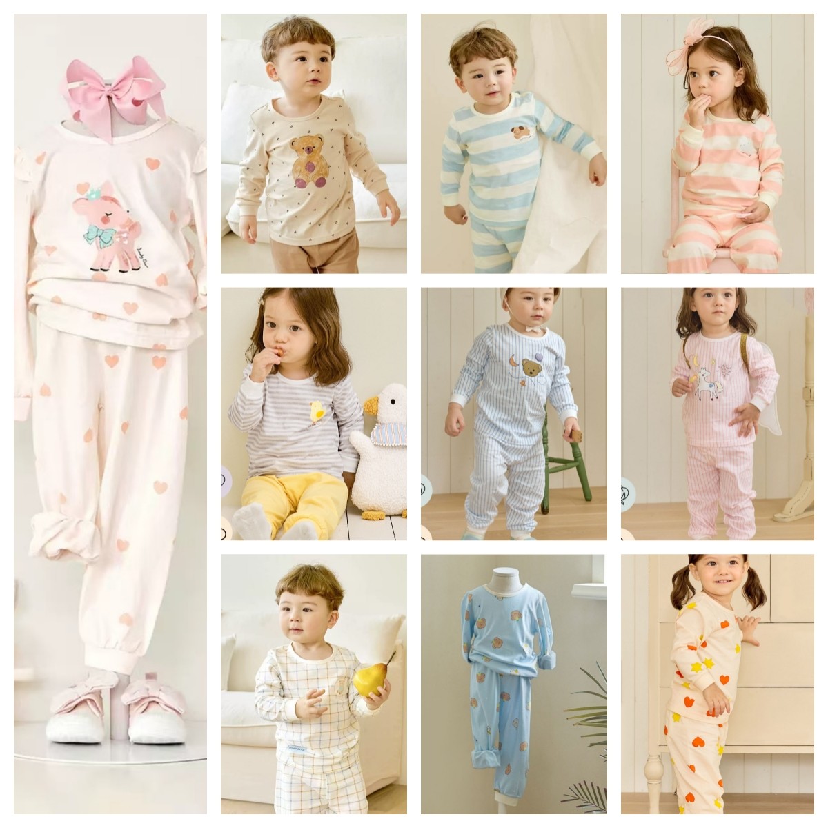 unifriend韩国儿童内装纯棉男女童秋衣秋裤睡衣套装宝宝家居服A类