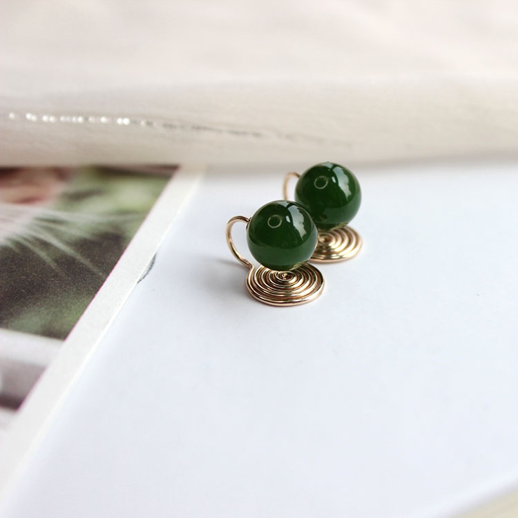 好品质天然碧玉无痛感俄料耳夹