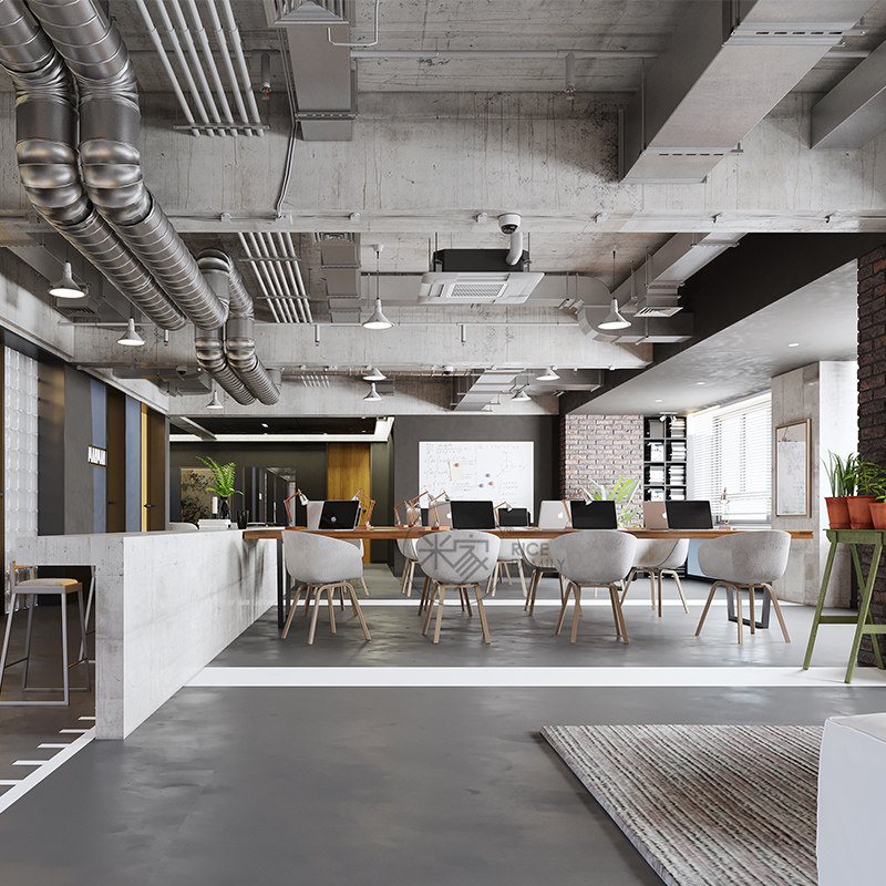 工业风办公室设计效果图会议经理室前台写字楼厂房直播间展厅设计