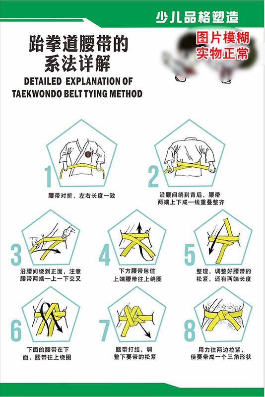 m769跆拳道腰带的系法详解示意图解宣传装饰贴画挂图海报印制2813