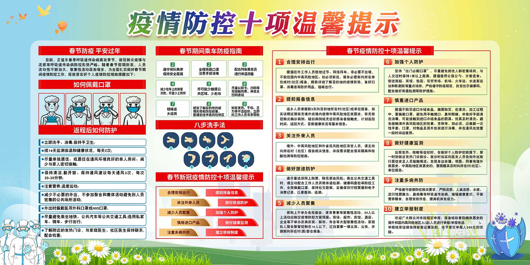 m771春节期间疫情防控十项温馨提示宣传栏贴图纸写真海报印制679
