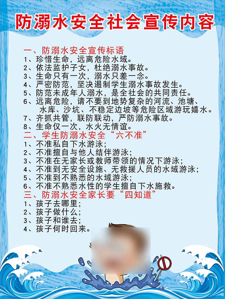 m768防溺水安全社会宣传内容警示宣传教育画730展板喷绘海报印制