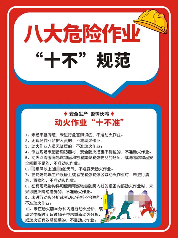 m769建筑工地施工安全生产动火八大危险作业十不准图海报印制2635