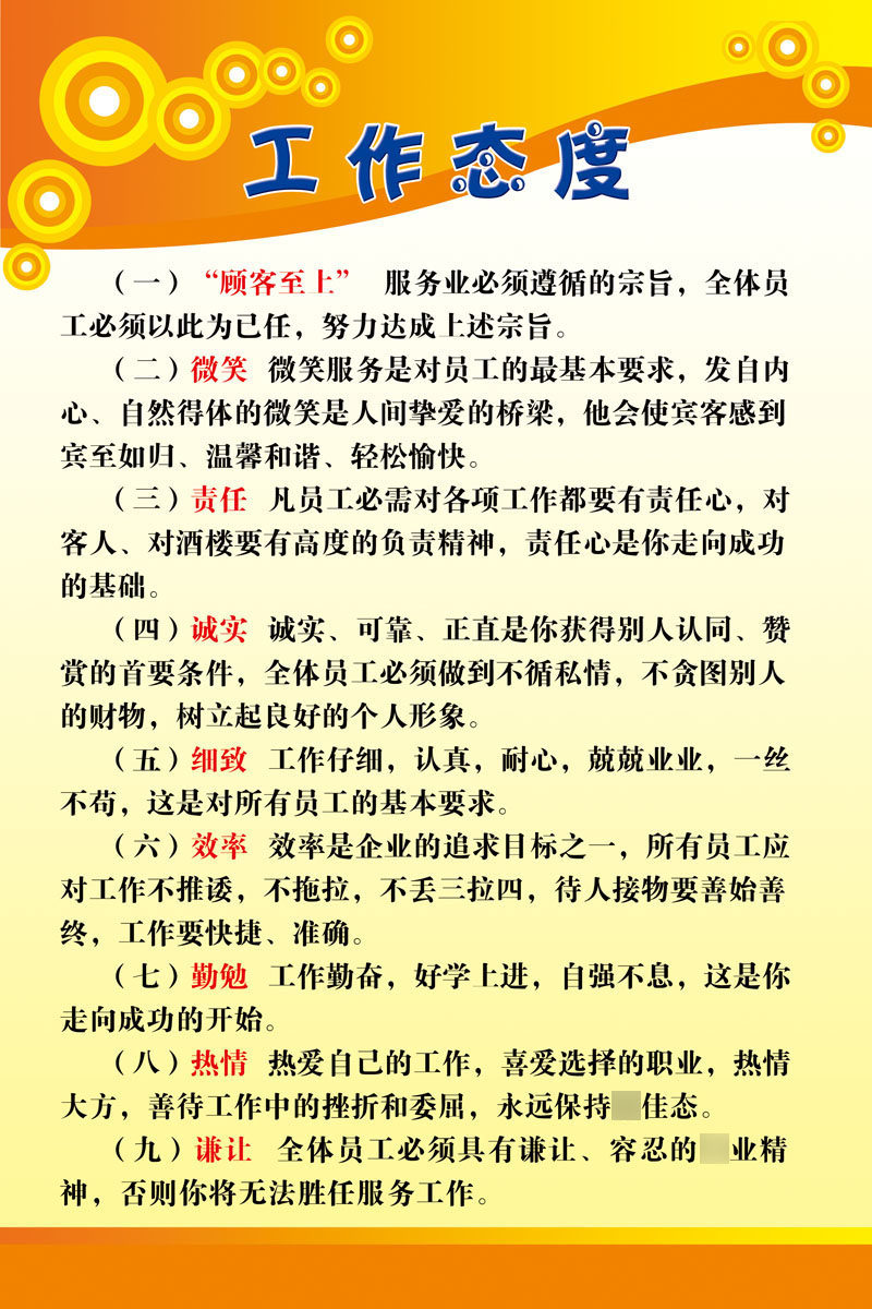 636海报印制展板写真自粘墙贴纸挂壁画喷绘素材691服务员工作态度
