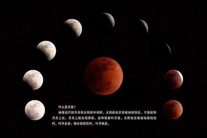 m771什么是月食介绍月亮血月月全食全过程示意图贴纸海报印制915